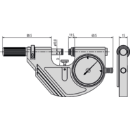 Passameter 0-25mm (0,001mm) mit Feinzeiger, Anzeigebereich ± 0,06mm